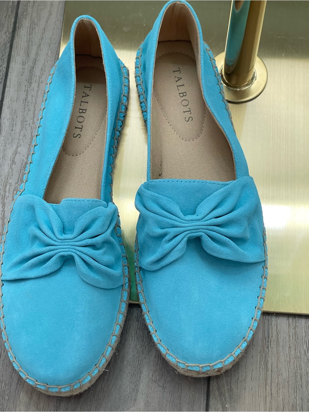 NWT Talbots Aqua Bow Espadrille Flats Size 9